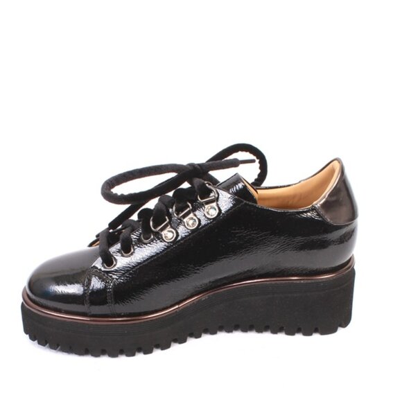 Luca Grossi 686 Black Leather Lace-Up Platform Sneaker Shoes - Picture 6 of 8